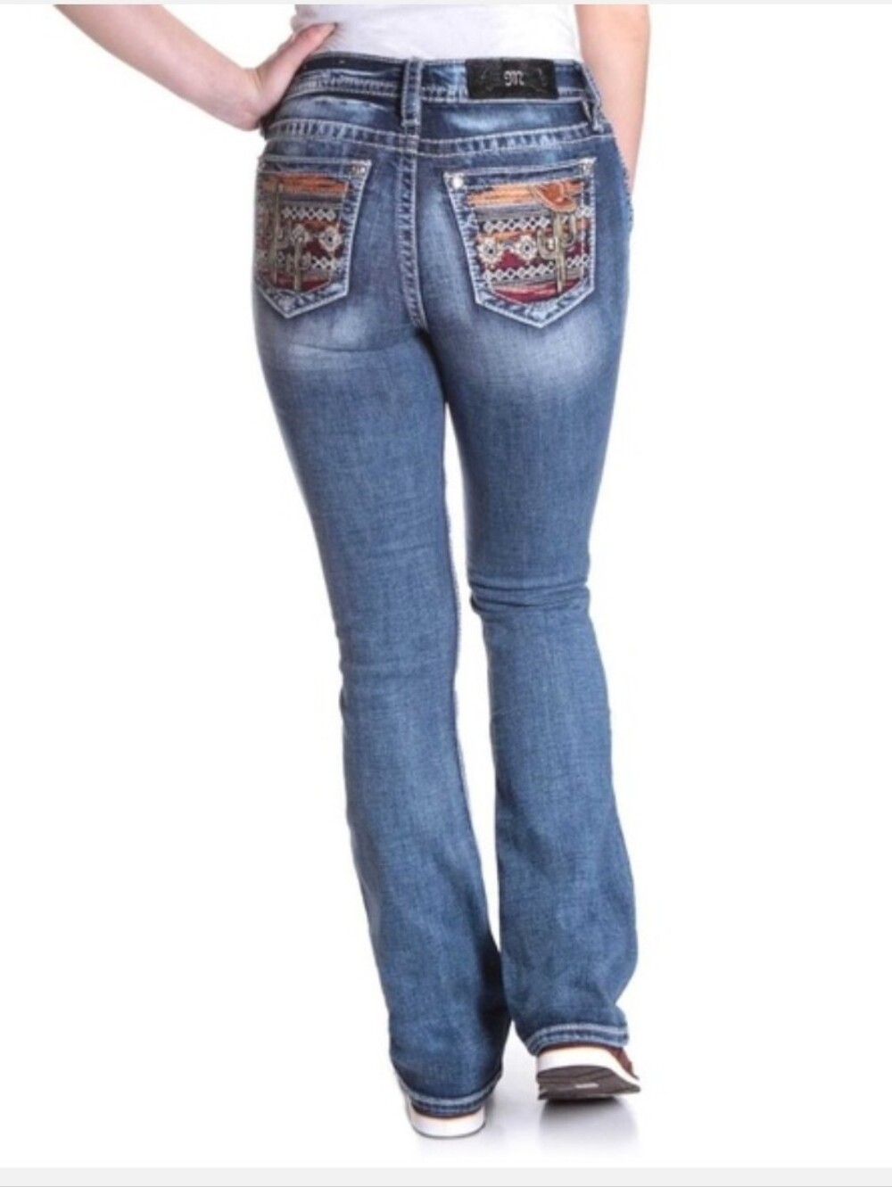 Miss Me Womens Cactus Sombrero Chloe Boot Cut Jeans Embroidered Women’s Sz 28 - Picture 3 of 9